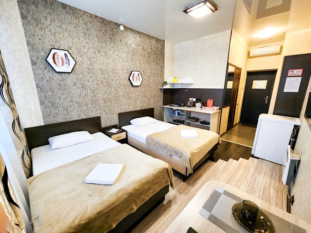 Классик — Двухместный номер с 2 отдельными кроватями студия с кухонной зоной