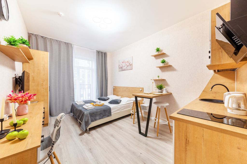 Пулково-апарт — Апартаменты улучшенная студия с 1 двуспальной или 2 односпальными кроватями