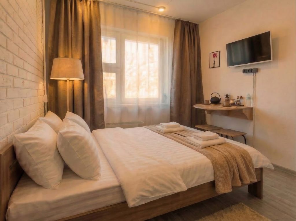 Bun-in Alley — Одноместный номер Комфорт-мини | Гарантия качества | двуспальная кровать