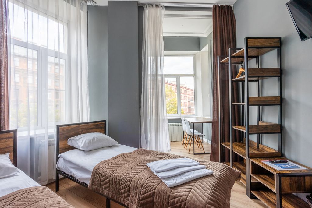 СуперХостел на Пушкинской 14 — Двухместный номер с 2 отдельными кроватями Эконом