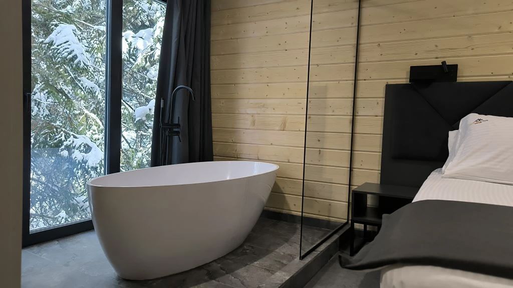 Монте Виера парк Архыз — Дом Квадро 12 с ванной в спальне